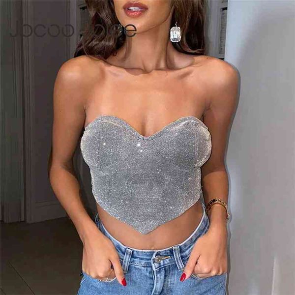 

off shoulder sleeveless shiny tank summer elegant sequin tube women party club outfits clothing 210416, White