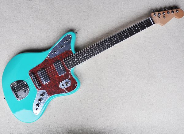 

blue electric guitar with rosewood fretboard,red pearl pickguard,offering customized service