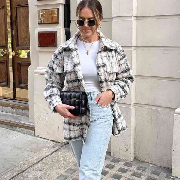 

women's jackets women spring autumn plaid hm woolen long outwear chic lady stylish double pockets single breasted loose coats g112, Black;brown
