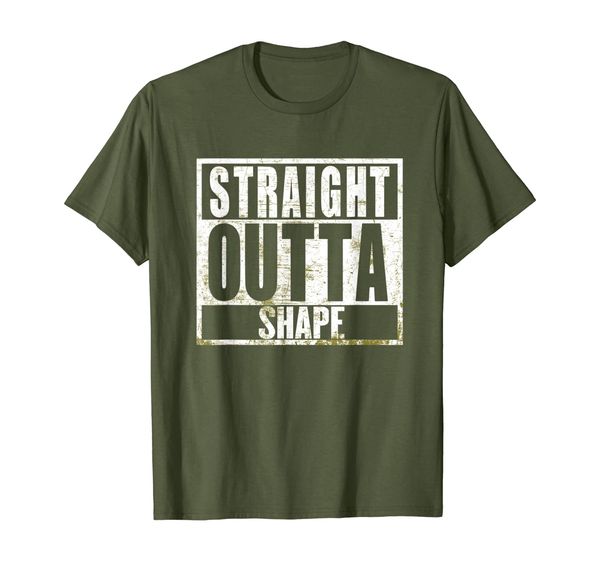 

straight outta shape funny workout fat overweight joke shirt, White;black