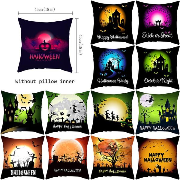 

cushion/decorative pillow dark castle halloween cover pumpkin lantern ghost throw pillowcase home decor witch bat black cat for sofa