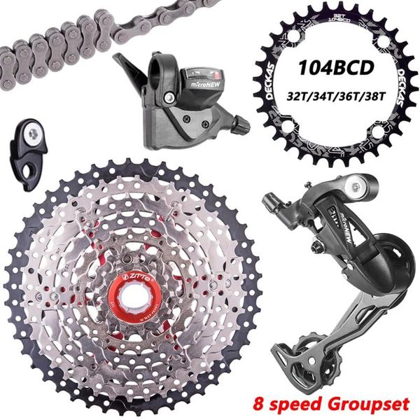 

bike derailleurs ztto mtb 1x8 speed shifter rear derailleur groupset 8s 32t 36t 40t 42t 46t cassette 9v k7 for xt x7 mountain crankset parts