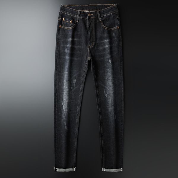 

outono inverno brim masculinas algodo fino elstico bonito abelha marcas de negcios estilo clssico jeans calas, Blue