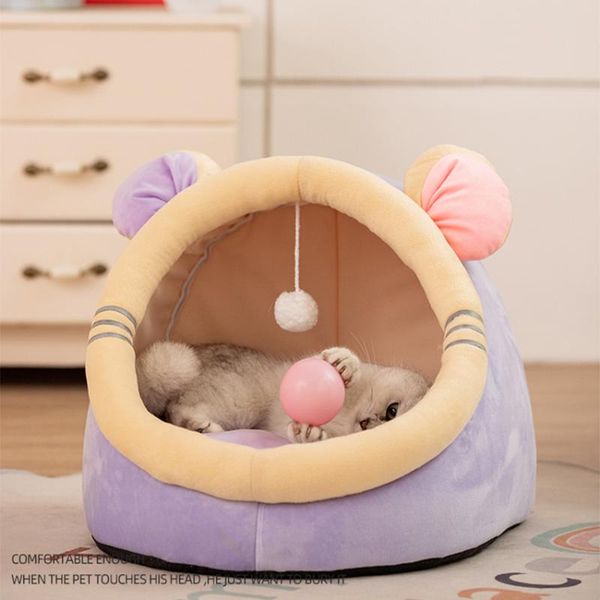 

cat beds & furniture foldable bed warm pet basket soft nest cozy kitten cushion house tent for small medium dog sleeping bag cats cave