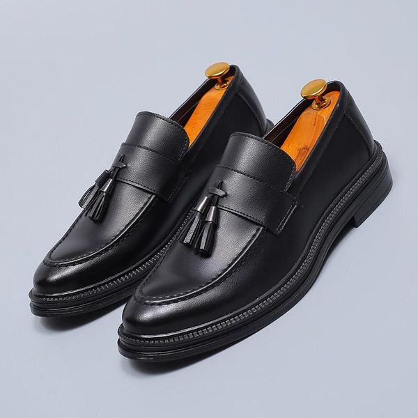 

dress shoes desai fashion elegant oxford men tassel leather italian formal shoe office loafers business casual, Black