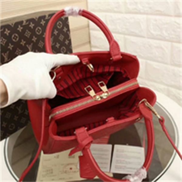 

brand designer luxury 9ser m41064 red embossed business handbag 29cm women handbags iconic bags handles shoulder bags totes cross body b
