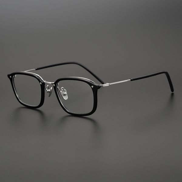 

japanese plate ultra light spectacle frame pure titanium men and women can be matched with short-sighted face size manual box business style, White;black