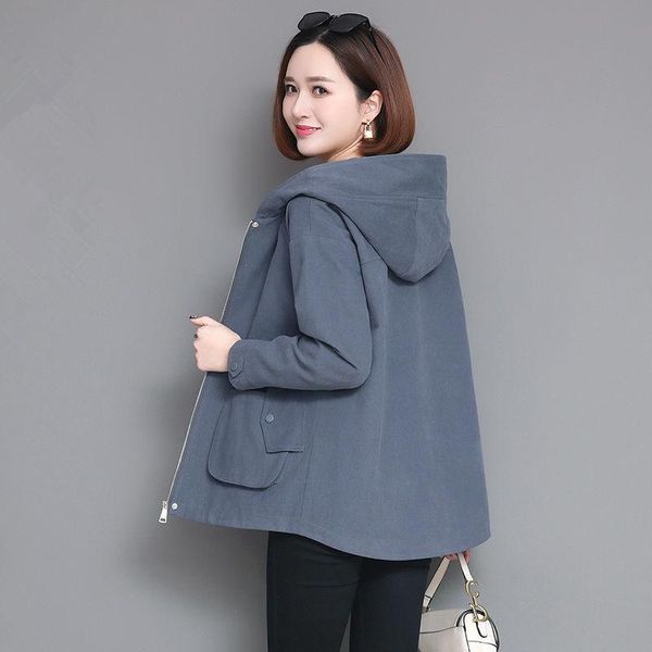 

women's jackets 2021 women autumn windbreaker korean fashion loose hooded coat casual female solid color long sleeve outwear w554, Black;brown