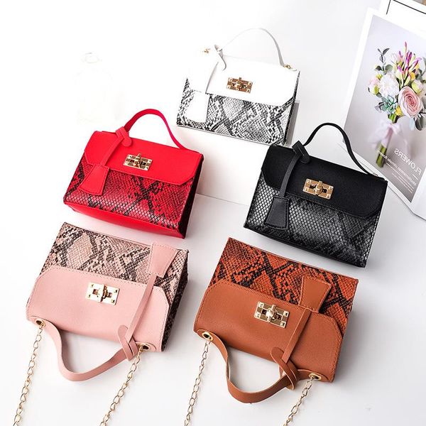 

fashion messenger small bag female new trendy square snake print texture chain handmade foreign trade 2021 tide venkl