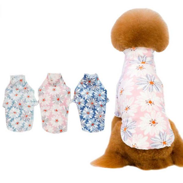 

dog apparel coral velvet pet t-shirt clothing flower printed mix color puppy accessories clothes high collar bottoming shirt