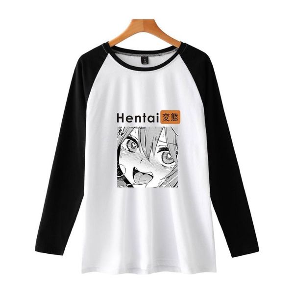 

men's t-shirts hentai printed raglan women/men long sleeve tshirts 2021 arrival casual streetwear clothes, White;black