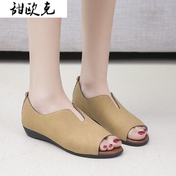 

fashion women's shoes flat summer solid color sandals open toe outdoor beach casual, Black