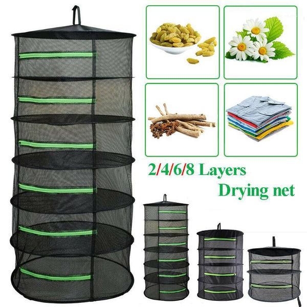 

2/4/6/8 layers mesh dryer drying net folding fishing hanging basket1