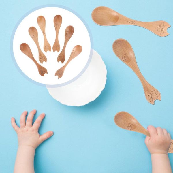 

spoons 6pcs children wooden ice cream rice scoops (assorted color)