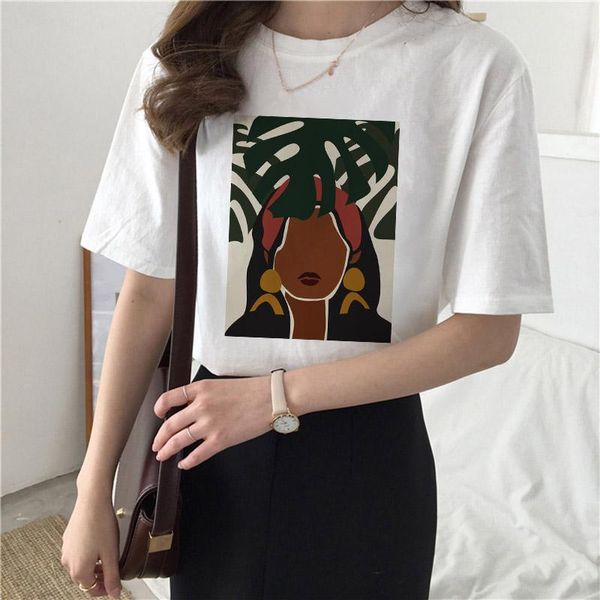 

women's t-shirt casual harajuku white t-shirts style tees female women t shirt art abstract painting print cute top