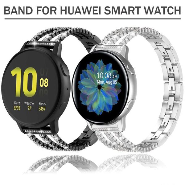 

watch bands 20mm 22mm women stainless steel strap for huawei gt2 pro diamond band gt 46mm 2 42mm bracelet watchband, Black;brown