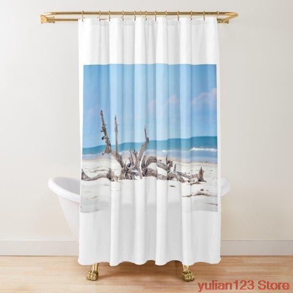 

driftwood curtains for bathroom decoration palm leaves shower set with 12 hooks bath dÃ©cor