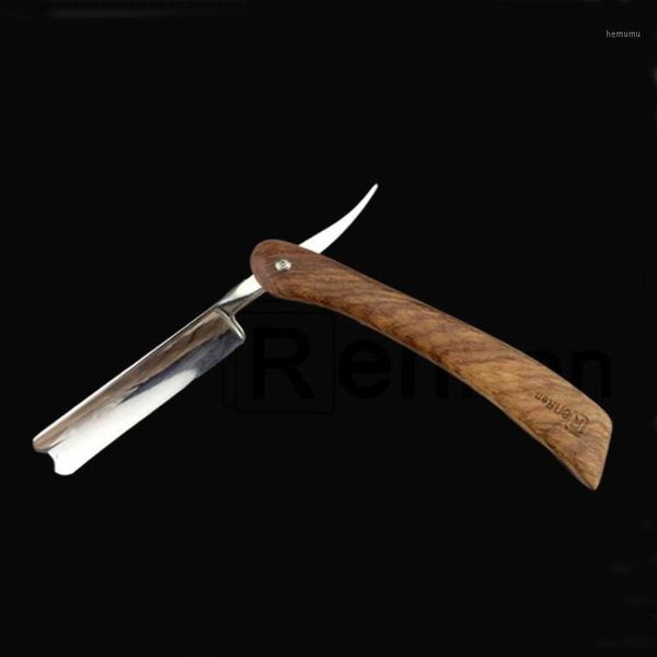 

steel barber shaving razor straight edge manual shaver with wood handle1