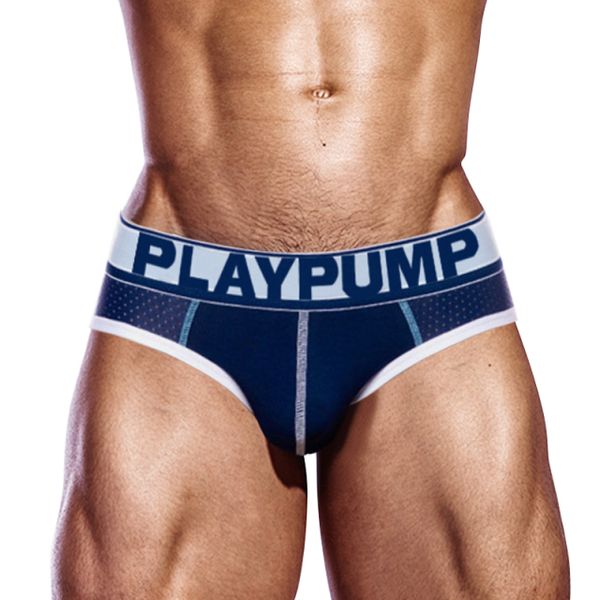 Blu Maglia di Cotone Sexy Mutande Foro Sospensorio Quick Dry Slip Uomo Bikini Gay Biancheria Intima Uomo Maschio Cuecas Pene M-XXL