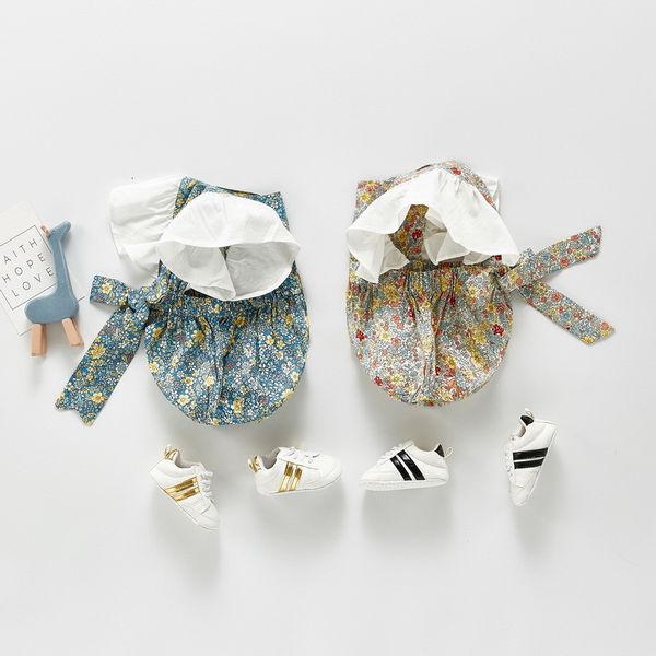 

rompers spring baby girl bodysuit floral ruffles sleeves high elastic waist jumpsuit cute fashion born clothes e01 jhh1, Blue