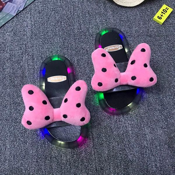 

slippers glowing shininglanternslippers, girlfriends, bowsandals and slippers, children's luminous shoes, summer, Black