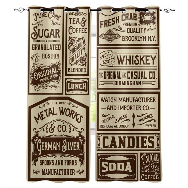

spaper labels retro print curtains for living room drapes cortinas kids boy girl bedroom window treatments curtain &