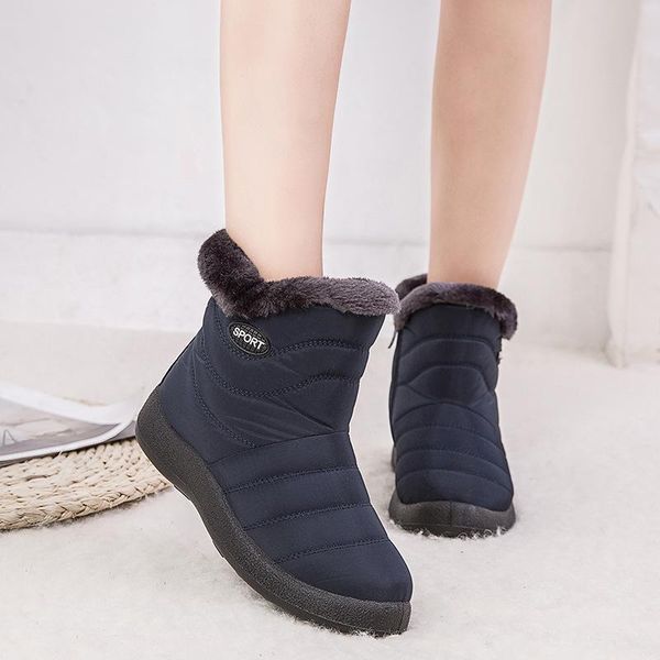 

boots 43 low women's snow waterproof winter style lazy shoes heel casual, Black