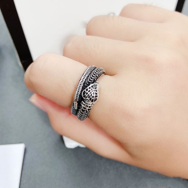 

1pc retro punk snake ring exaggerated antique sliver color fashion personality stereoscopic rings for men women, Golden;silver