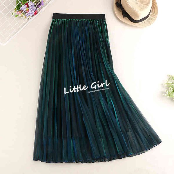 

skirt fashion elastic waist pleated bust on holiday wind gradient mesh skirt, Black
