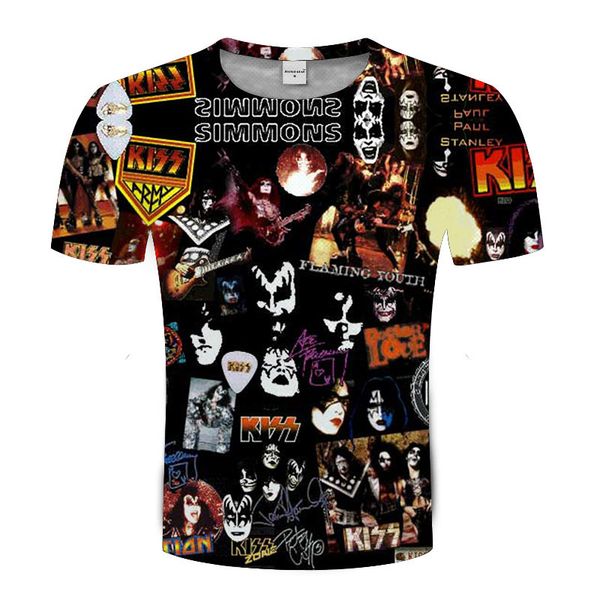 

shirts tshirt t iron 3d print maiden kiss men women summer tee couple rock music band collection t, White;black