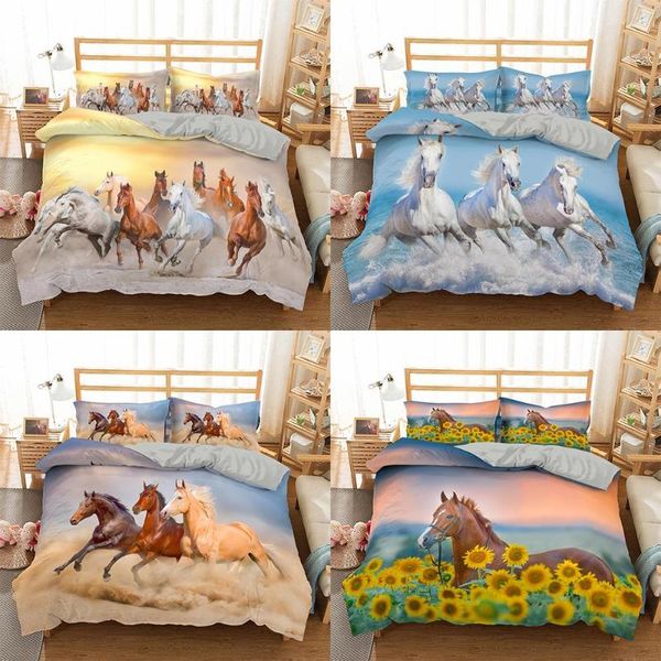 

bedding sets homesky 3d horses set luxury soft duvet cover king  twin full comforter bed pillowcases bedclothes