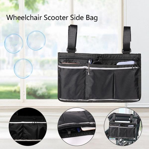 

wheelchair side bag walker storage mesh multi-pocket accessories bags