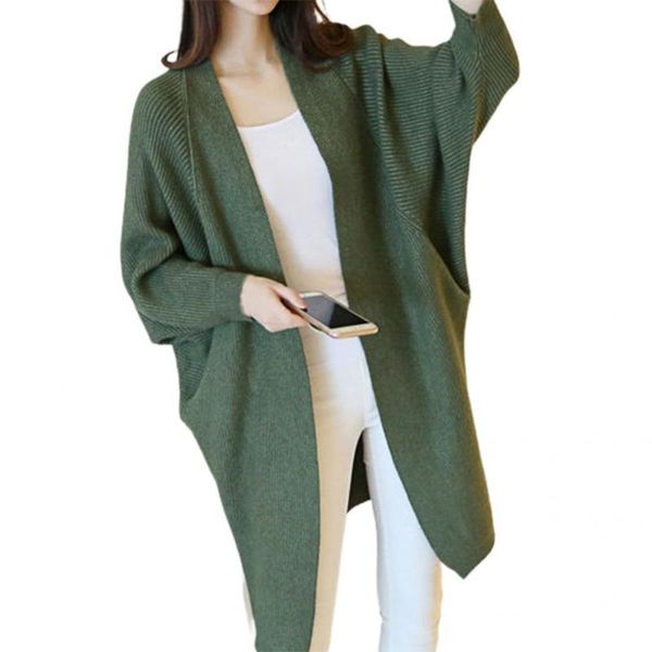

women's knits & tees women casual long pure color lady cardigan fashion for dating, White