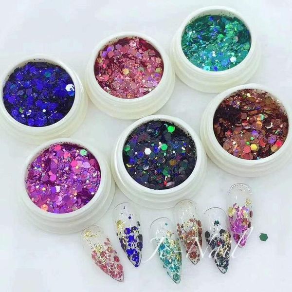 

nail glitter set chameleon mixed korean powder color changing chunky sequins sparkly spangles flakes paillette loose, Silver;gold