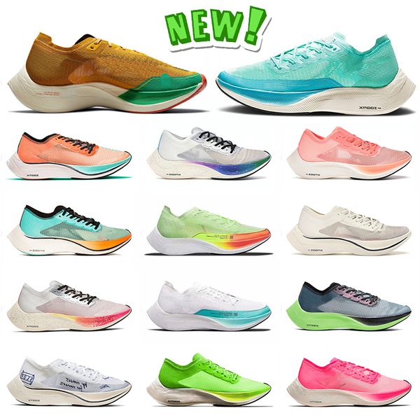 

2022 new vaporfly next% running shoes marathon sneakers aurura green ekiden be true bright mango neon volt pink hyper jade mens women sports