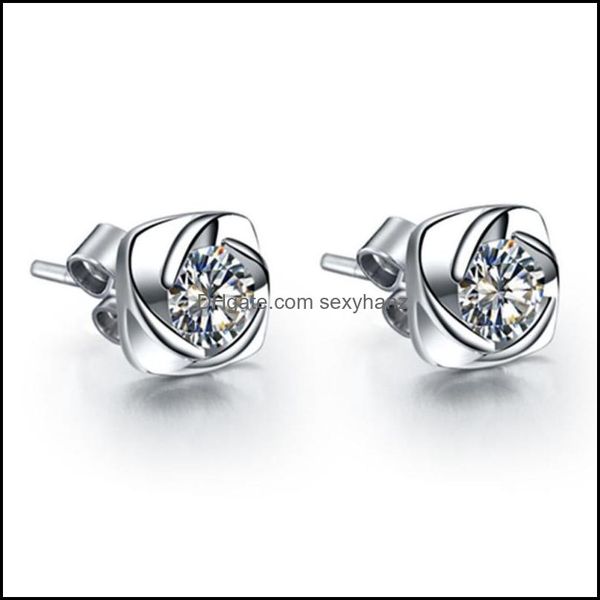 

other earrings jewelry white gold stud 0.3ct/piece brand moissanite swirl women engagement earring drop delivery 2021 sufbm, Golden;silver