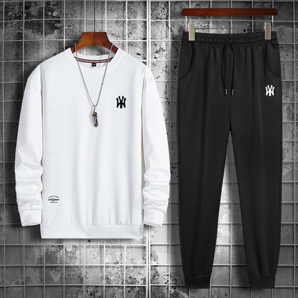 

2021 spring and autumn round neck pullover leisure sports long sleeve leggings suit trend simple top, Gray