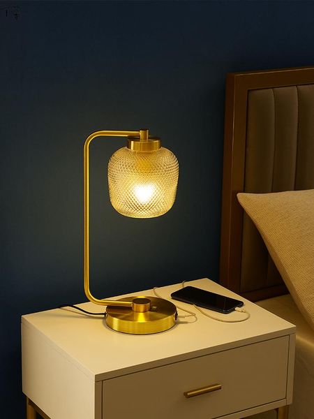 

table lamps american luxury glass lamp with usb charging gold lustre atmosphere e27 led hanging decor bedroom bedside study cafe