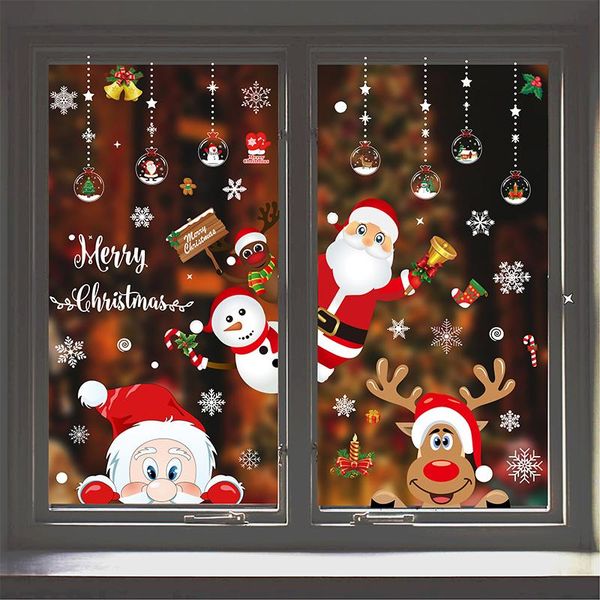 

window stickers christmas year decorative pvc decorations santa claus elk xmas party decor festival props