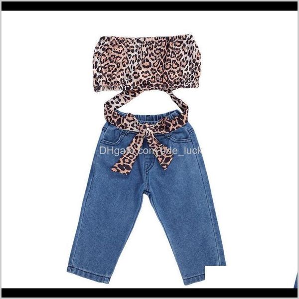 Conjuntos Bebê, Maternidade0-5y Meninas Bebê Roupas Leopardo Bandagem Tube Crop Tops + Denim Calças Longas Miúdos Roupas 2 pcs Outuplos De Verão Set Drop D