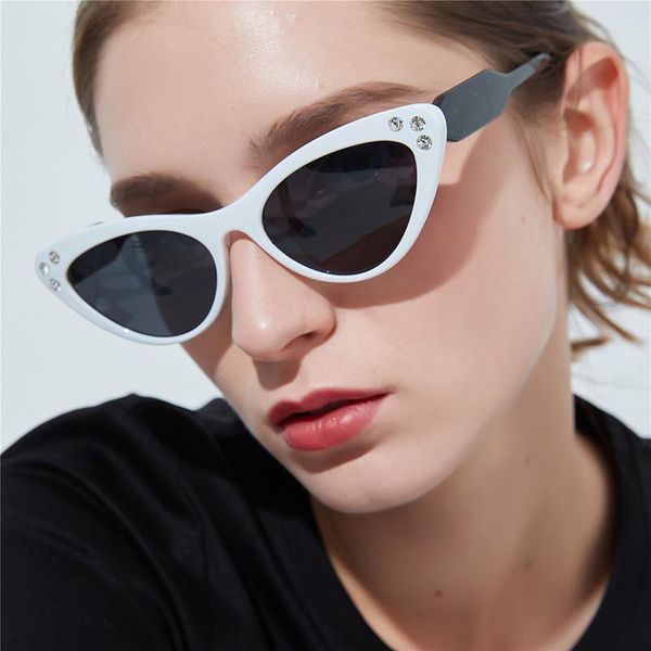 

sunglasses men with drill cat eye retro for women 2021 glasses, White;black