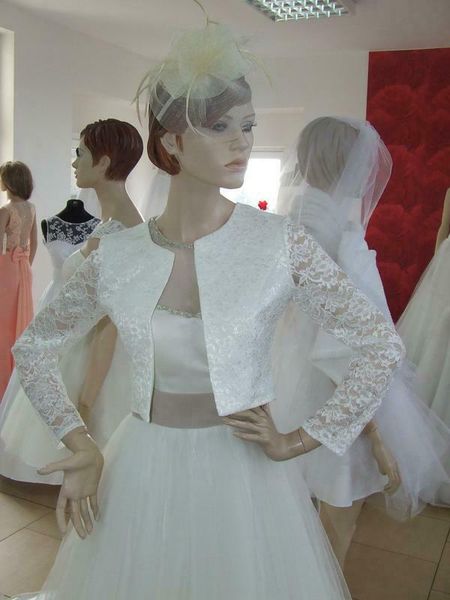 

wraps & jackets elegant wedding lace bolero 3/4 long sleeve bridal jacket shrug bride coat, White