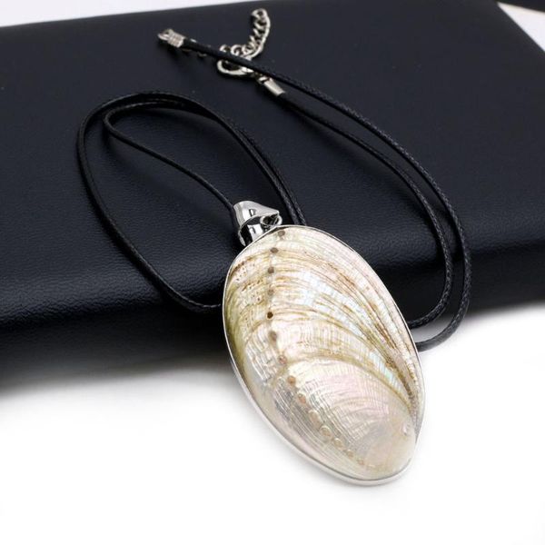 

pendant necklaces egg shape natural shell necklace zinc alloy fit women jewerly gift 35x55mm length 40+5cm, Silver