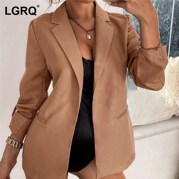 

women's suits & blazers [lgrq] women camel vintage casual european blazer notched long sleeve loose jacket fashion tide spring autumn 2, White;black