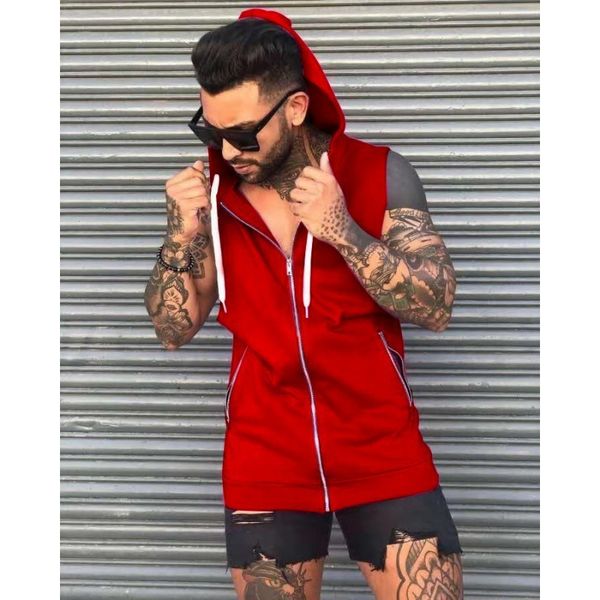 

Fashion Vest 2021 Men's Hoodie and Body Zipper Solid Casual Coat, White