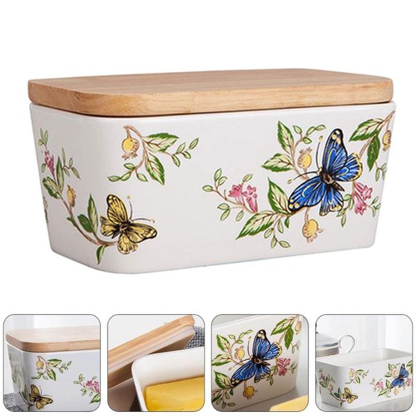 

dishes & plates 1pc butter box ceramic dessert server with lid (assorted color)