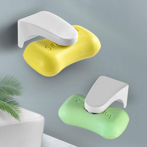 

bath accessory set 2pc magnetic soap rack draining holder wall-mounted (white)