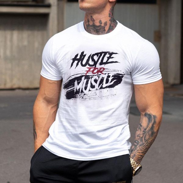 

men's t-shirts casual solid short sleeve t shirt men gym fitness sports cotton t-shirt male bodybuilding skinny tee summer clothes, White;black