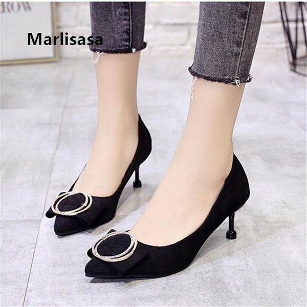 

marlisasa zapato tacon women casual black suede heel stiletto ladies classic pink comfort shoes f9107 dress