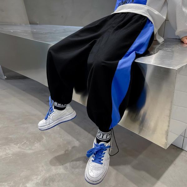 

trousers 2021 spring autumn children sweatpants boys fashion striped casual sport kids trackpants teen contrast color slacks, Blue